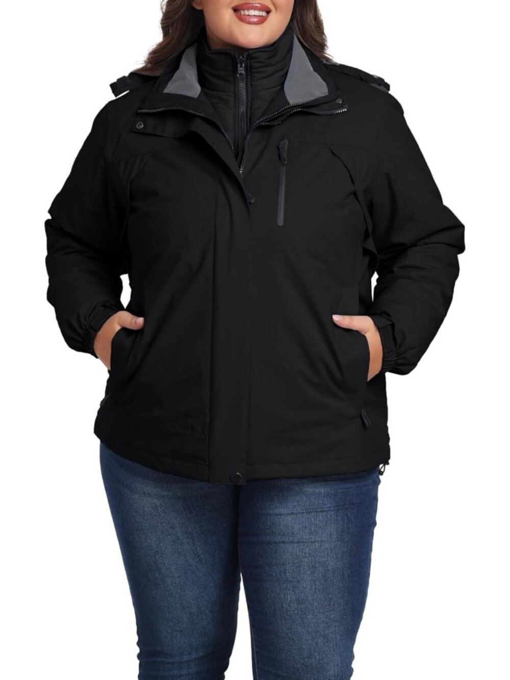 Plus Size Women's 3-in-1 Ski Jacket | Winter Snowboarding Coat, Waterproof